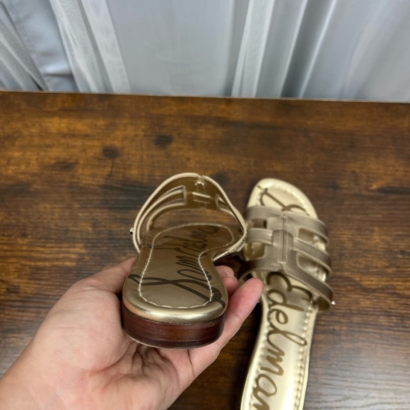 Sam Edelman Gold Bay Sandals Slides Stacked Mini Heel Women’s Sz 7.5 - Picture 11 of 11